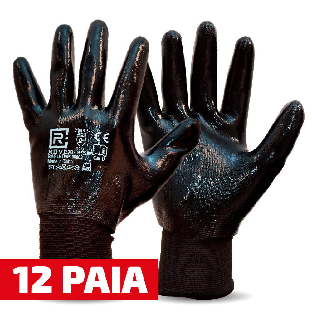 Guanti Nitrile Impermeabili da Lavoro - XL - 12 paia - RMove