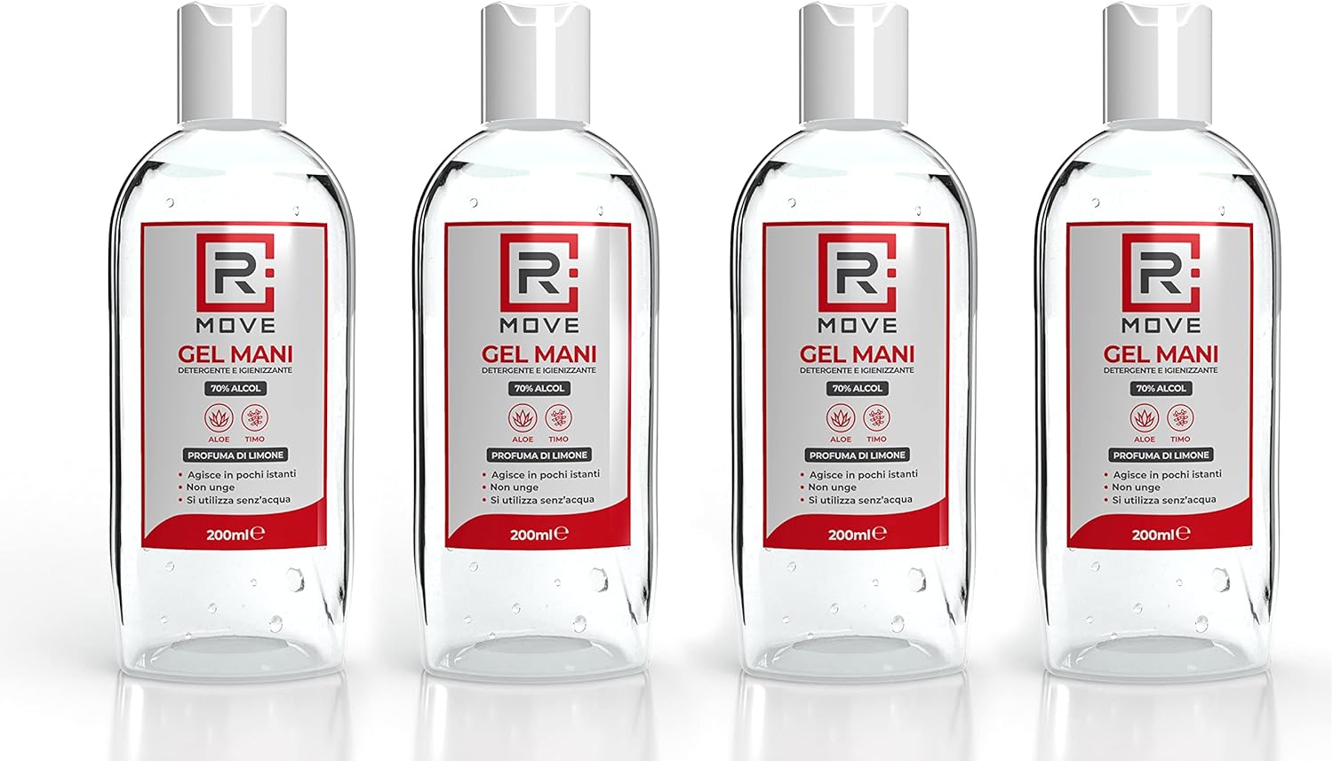 Gel Igienizzante Mani 70% Alcool 200 ml | Gel Antibatterico con apertura Disc-Top