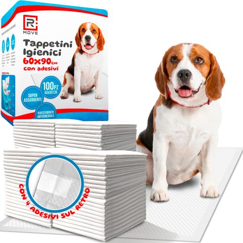 Tappetini igienici per cani RMove - 60x90cm - 100 pz - Con adesivi