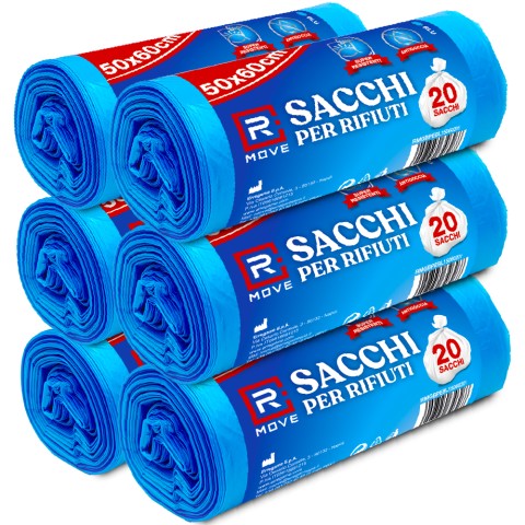 Sacchi Rifiuti RMove - 50x60cm - Blu - 6 rotoli da 20 pz