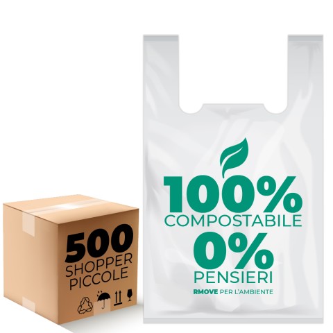 Buste Shopper biodegradabili RMove - Confezione da 500 buste piccole - 27x50