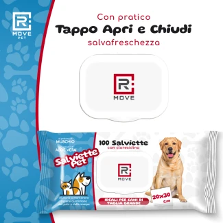 Salviette Igienizzanti alla Clorexidina per Cani e Gatti Rmove - 20x30 cm - 3 confezioni da 100 pz