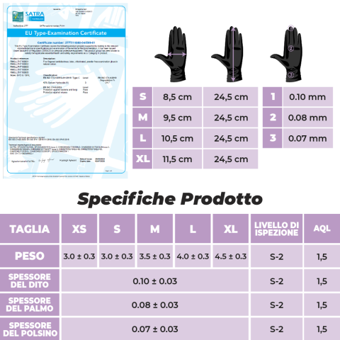 Guanti Nitrile Nero - XL - 100 pz - Monouso - Senza polvere - RMove