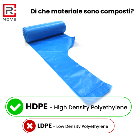 Sacchi Rifiuti con maniglie RMove - 50x75cm - Blu - 6 rotoli da 15 pz