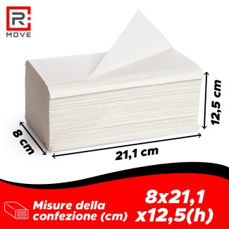 Asciugamani di carta piegati a Z per dispenser – pura cellulosa 2 veli - 2400 pezzi - RMove