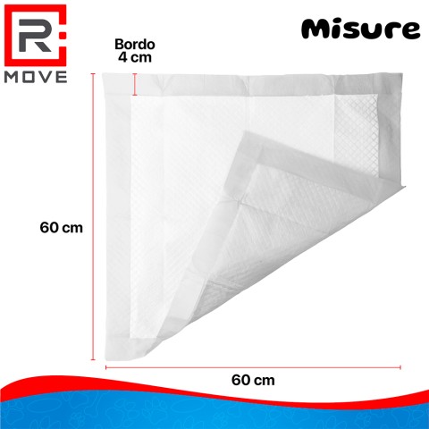 Tappetini igienici per cani RMove - 60x60cm - 100 pz - Con adesivi