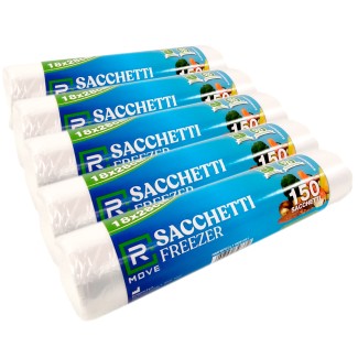 Sacchetti Freezer RMove - 18x28cm - Trasparenti - 5 rotoli da 150 sacchetti