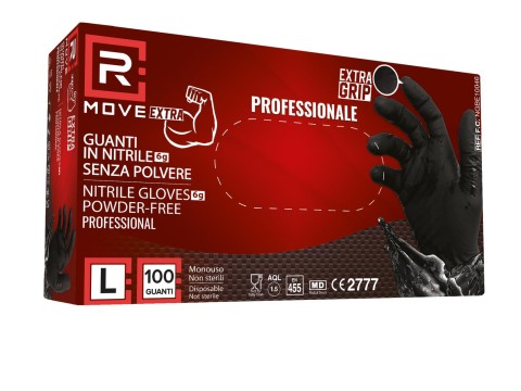 Guanti Nitrile Nero da Lavoro RMove 6 g - L - Senza polvere - 100pz