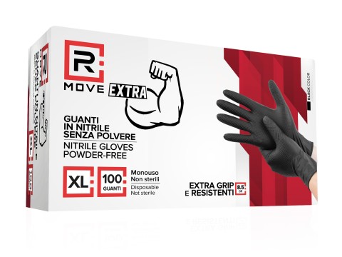 Guanti Nitrile Nero da Lavoro RMove 8,5 g - XL - Senza polvere - 100pz