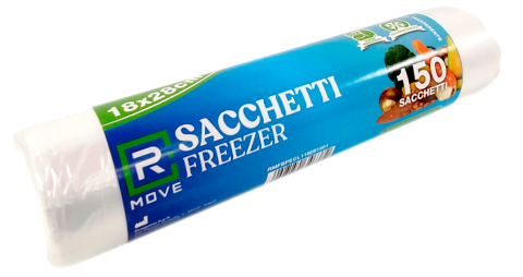 Sacchetti Freezer RMove - 18x28cm - Trasparenti - 1 rotolo da 150 sacchetti