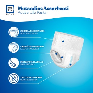 Mutandine Assorbenti RMove - L - 120 pz - Active Life Pants - 12 confezioni da 10 mutandine