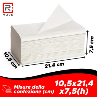 Asciugamani di carta piegati a V per dispenser – pura cellulosa 2 veli - 2700 pezzi - RMove