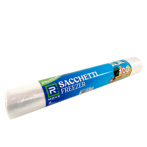 Sacchetti Freezer RMove - 29x42cm - Trasparenti - 1 rotolo da 100 sacchetti