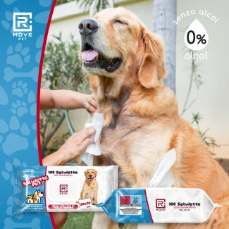 Salviette Igienizzanti alla Clorexidina per Cani e Gatti Rmove - 20x30 cm - 3 confezioni da 100 pz