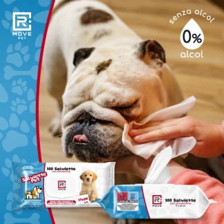 Salviette Igienizzanti alla Clorexidina per Cani e Gatti Rmove - 17x20 cm - 4 confezioni da 100 pz