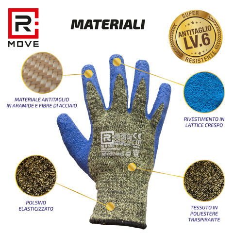 Guanti da Lavoro Antitaglio SteelGuard RMove - Liv.6 - L - 1 paio