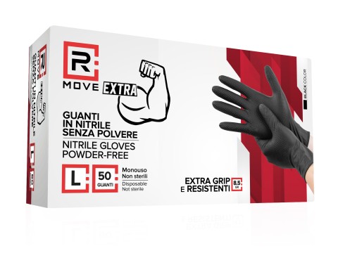 Guanti Nitrile Nero da Lavoro RMove 8,5 g - L - Senza polvere - 50pz