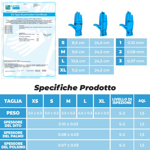 Guanti Nitrile Blu - XS - 100 pz - Monouso - Senza polvere - RMove