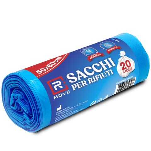 Sacchi Rifiuti RMove - 50x60cm - Blu - 1 rotolo da 20 pz