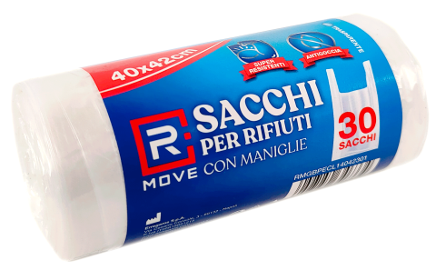 Sacchi Rifiuti con Maniglie RMove - 40x42cm - Trasparenti - 1 rotolo da 30 pz