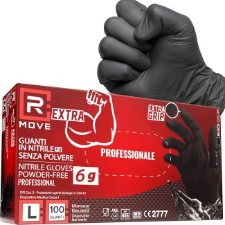 Guanti Nitrile Nero da Lavoro RMove 6 g - L - Senza polvere - 100pz