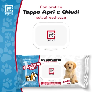 Salviette Igienizzanti alla Clorexidina per Cani e Gatti Rmove - 17x20 cm - 4 confezioni da 100 pz
