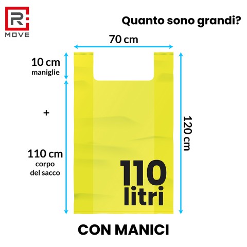 Sacchi Rifiuti con maniglie RMove - 70x120cm - vari colori - 4 rotoli da 10 pz