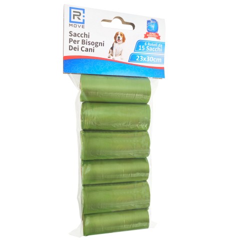 Sacchetti igienici per cani RMove - 6 rotoli da 15 sacchetti - 23x30cm - verdi