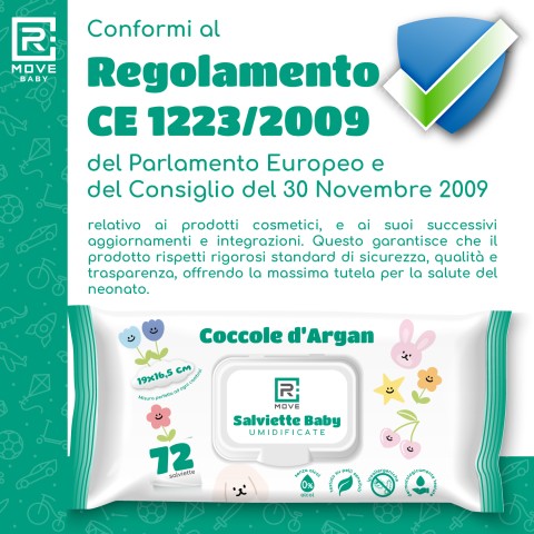 Salviettine Baby Umidificate Idratanti RMove - Argan - 8 confezioni da 72pz