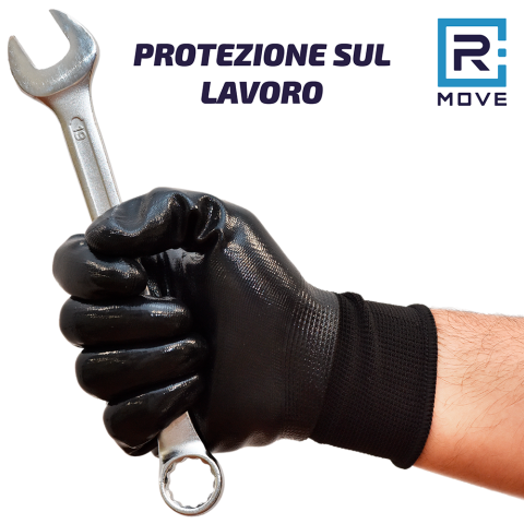Guanti Nitrile Impermeabili da Lavoro - L - 12 paia - RMove