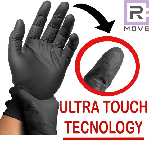 Guanti Nitrile Nero - XS - 100 pz - Monouso - Senza polvere - RMove