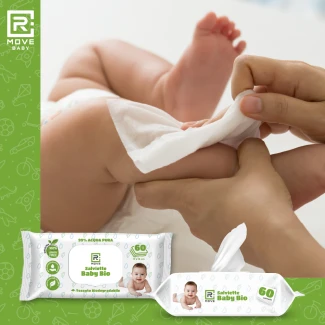 Salviette Baby Bio Umidificate RMOVE – 99% Acqua Pura – 6 confezioni da 60 pz