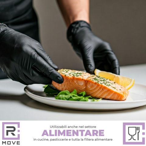 Guanti Nitrile Nero - L - 100 pz - Monouso - Senza polvere - RMove