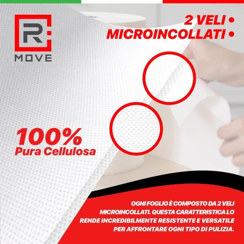 Bobine Carta Asciugatutto RMove - 2 veli - 2 rotoloni