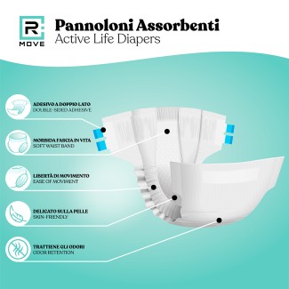 Pannoloni Assorbenti RMove - XL - 88 pz - Active Life Diapers - 4 confezioni da 22 pannoloni