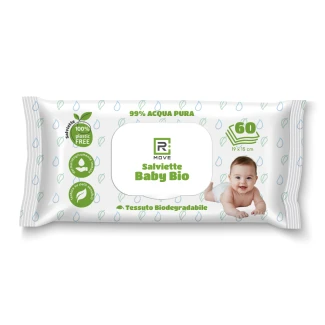 Salviette Baby Bio Umidificate RMOVE – 99% Acqua Pura – 6 confezioni da 60 pz