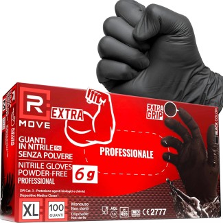 Guanti Nitrile Nero da Lavoro RMove 6 g - XL - Senza polvere - 100pz
