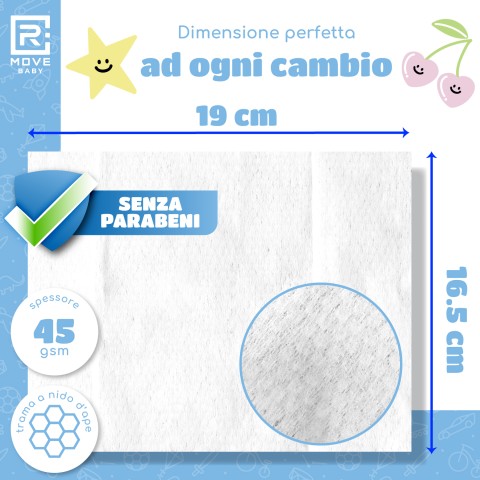 Salviettine Baby Umidificate Idratanti RMove - Acqua Pura - 8 confezioni da 72 pz