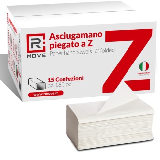 Asciugamani di carta piegati a Z per dispenser – pura cellulosa 2 veli - 2400 pezzi - RMove