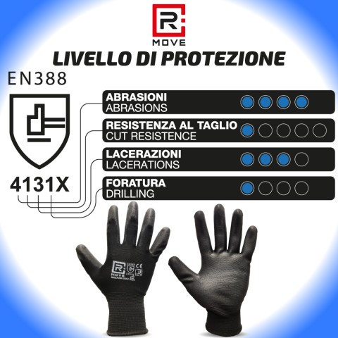 Guanti Lavoro RMove - XXL - Touch Screen - in Poliuretano - 12 paia