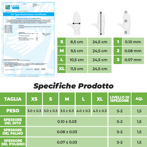Guanti Nitrile Bianco - L - 100 pz - Monouso - Senza polvere - RMove
