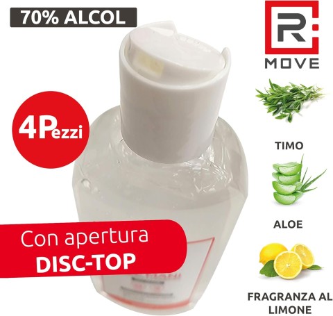 Gel Igienizzante Mani 70% Alcool 200 ml | Gel Antibatterico con apertura Disc-Top