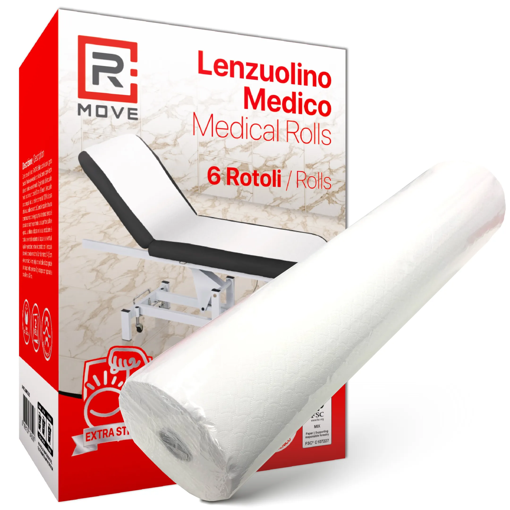 Lenzuolini Medici RMove - 6 rotoli carta - 60 cm x 60 m